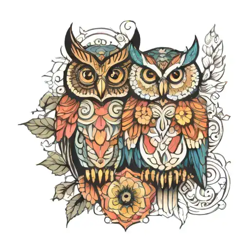 mandalas and owls tattoo design idea
