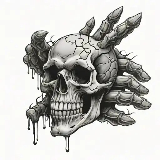 skull hands forming tattoo design idea