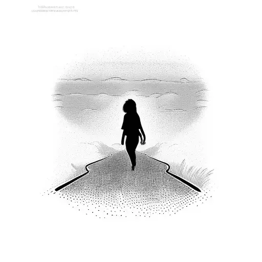 wheat field. footpath.  two people. Clay Palace tattoo design idea