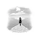 wheat field. footpath.  two people. Clay Palace tattoo design idea