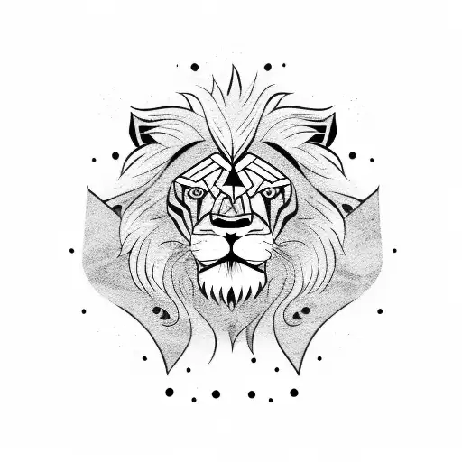 Lion samurai face wielding a katana tattoo design idea