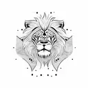 Lion samurai face wielding a katana tattoo design idea