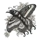 crow butterfly tattoo design idea