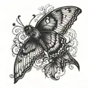 crow butterfly tattoo design idea