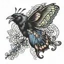 crow butterfly tattoo design idea