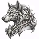 king chess piece with wolf head tattoo design idea