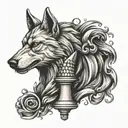 king chess piece with wolf head tattoo design idea