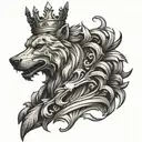 king chess piece with wolf head tattoo design idea