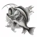 bass fishing scene tattoo design idea