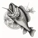 bass fishing scene tattoo design idea