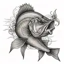 bass fishing scene tattoo design idea