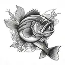 bass fishing scene tattoo design idea
