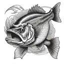 bass fishing scene tattoo design idea