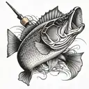bass fishing scene tattoo design idea