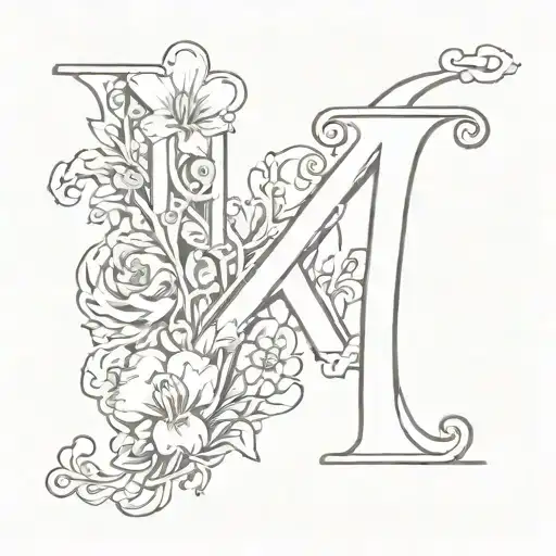 letter k with heart tattoo design idea