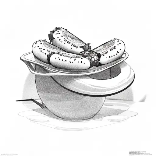 hot dog eating strawberries  tattoo design idea