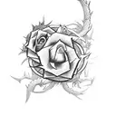 A sketch-style tattoo of a Court of Thorns and Roses emblem with dragon motifs tattoo design idea