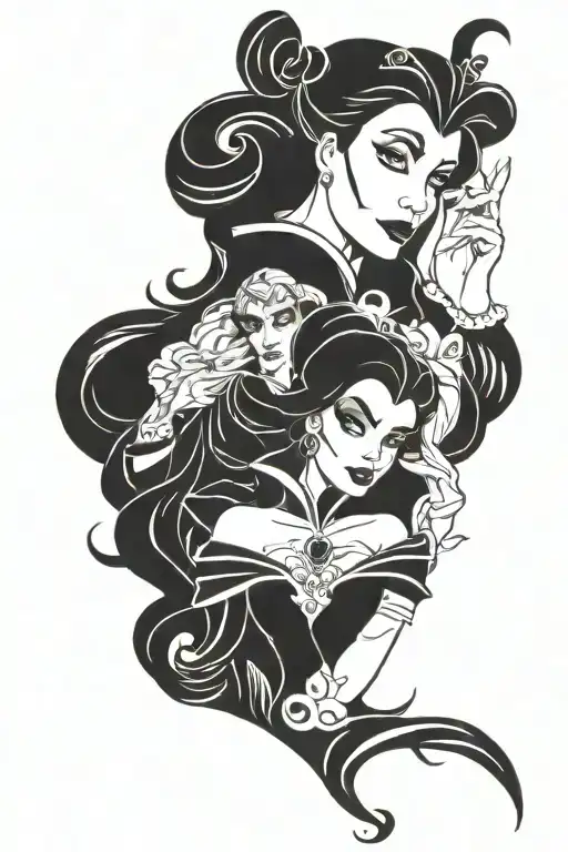 disney villains disney princesses tattoo design idea