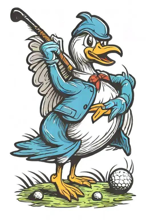 goose golfing tattoo design idea
