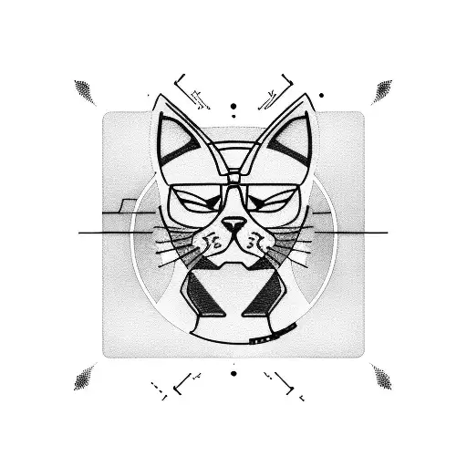 A circuit board with cat silhouettes as the traces tattoo design idea