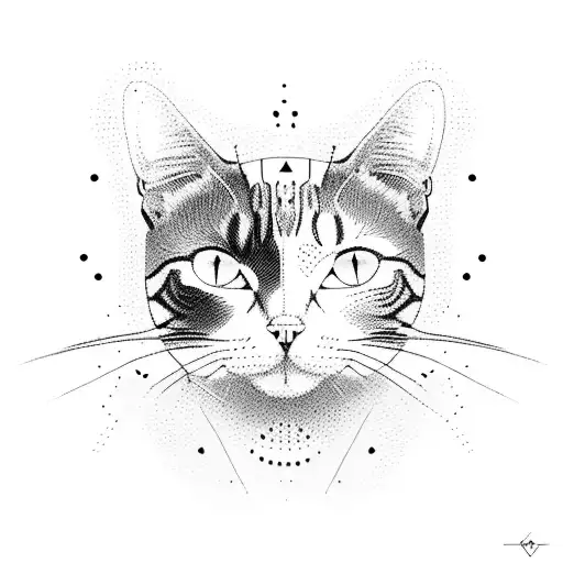 A circuit board with cat silhouettes as the traces tattoo design idea