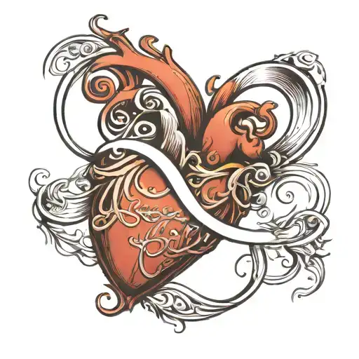 A heart with an infinity going through at the bottom. The word mercy in script to the side. A semicolon  tattoo design idea