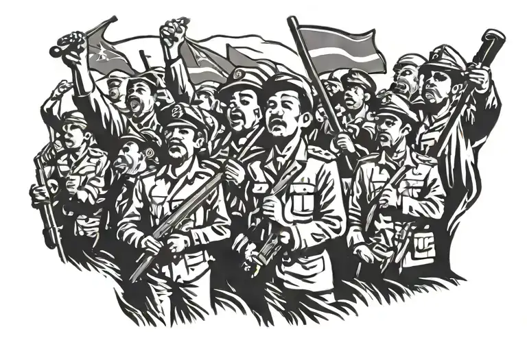 communist crowd on strike tattoo design idea