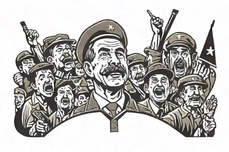 communist crowd on strike tattoo design idea