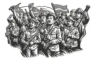 communist crowd on strike tattoo design idea