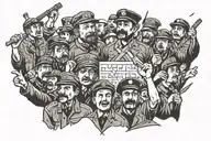 communist crowd on strike tattoo design idea