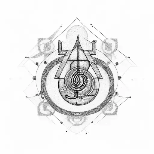 An abstract design combining electrical symbols and a treble clef tattoo design idea