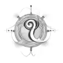 An abstract design combining electrical symbols and a treble clef tattoo design idea