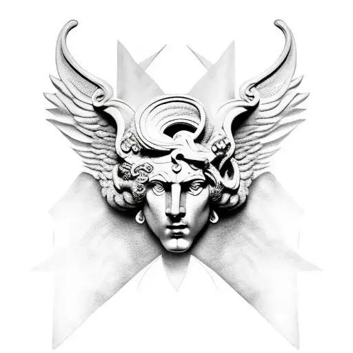 Greek mythology Perseus statue tattoo design idea