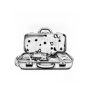 A sketch of a suitcase filled with various animals peeking out tattoo design idea