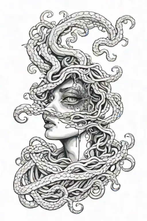 Medusa crying tattoo design idea