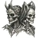 Devil woman and skeleton tattoo tattoo design idea