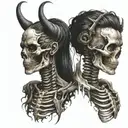 Devil woman and skeleton tattoo tattoo design idea