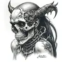 Devil woman and skeleton tattoo tattoo design idea