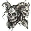 Devil woman and skeleton tattoo tattoo design idea