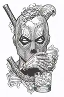 deadpool drinking whiskey tattoo design idea