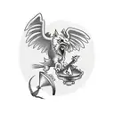 Griffin guarding treasure tattoo design idea