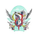 Griffin guarding treasure tattoo design idea