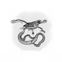 Two birds and a snake tattoo design idea