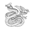 Two birds and a snake tattoo design idea
