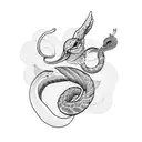 Two birds and a snake tattoo design idea