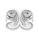 Two birds and a snake tattoo design idea