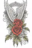 roses, spartan, angel wing, scripture  tattoo design idea