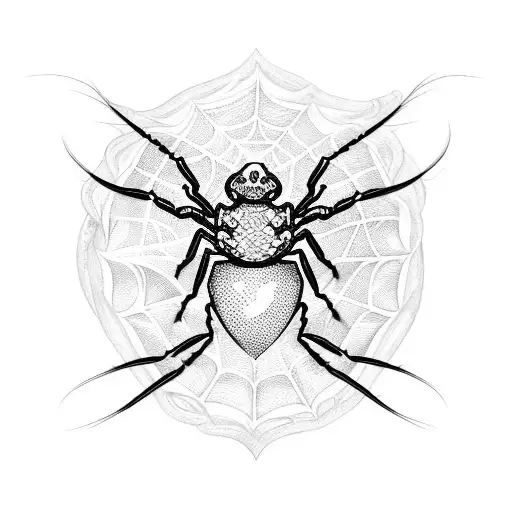 Lower back tattoo black and white with spider web heart and dragon wings and lace tattoo design idea