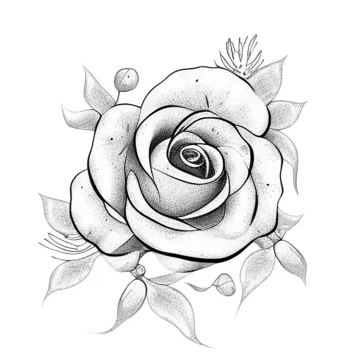 botanical flower tattoo design idea