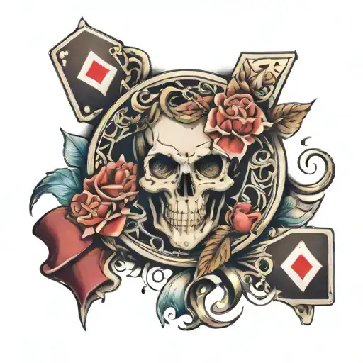 Cards of fate tattoo design idea